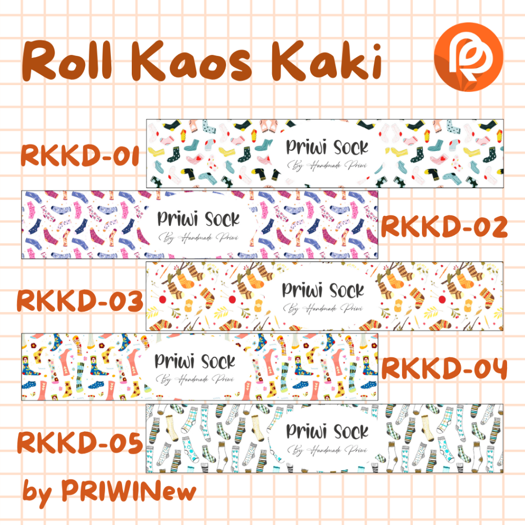 ROLL KAOS KAKI LABEL KERTAS CUSTOM DENGAN PEREKAT PAPERBELT BAHAN DOFF