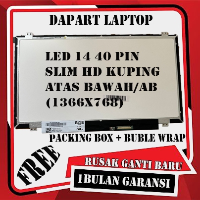 LED LCD LAYAR Lenovo U450p Y640 E420s G400s U460 S410p E420 L410 14 40 PIN SLIM HD 1366X768