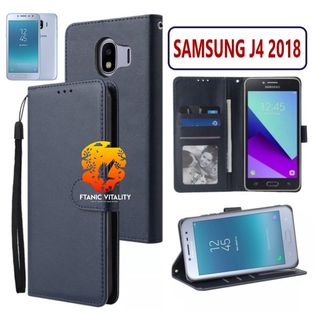 FLIP LEATHER CASING SAMSUNG J4 2018 CASE KULIT FLIP WALLET LEATHER DOMPET KULIT PREMIUM SARUNG BUKA 