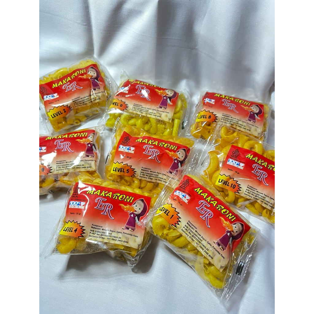 Ngemil Nyes - Makaroni Er - Makaroni Level - Makaroni Pedas Gurih - Paket Isi 24