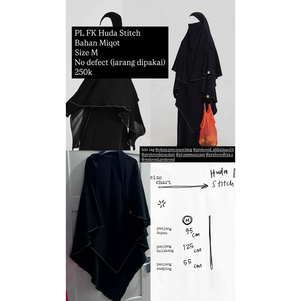 Preloved FK Huda Stitch Elmadina Miqot Black Size M