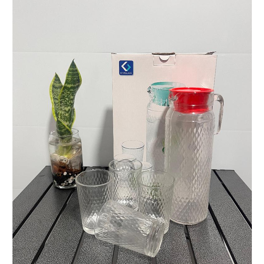 Teko Set Kaca 4 Gelas Cantik & Estetik