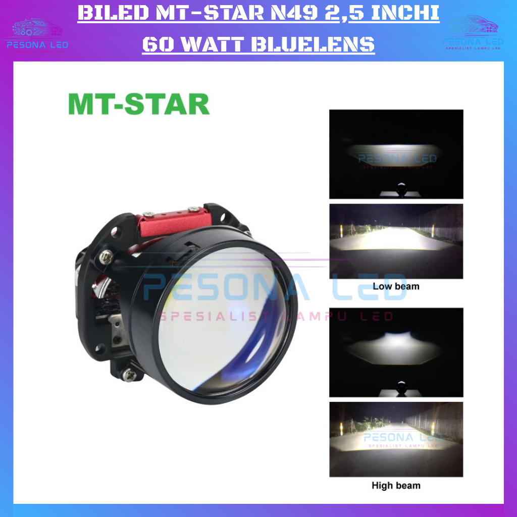 ORIGINAL LAMPU UTAMA PROJECTOR BILED MT-STAR N49 2,5 INCHI 60 WATT BLUELENS BILED MT-STAR PREMIUM QU