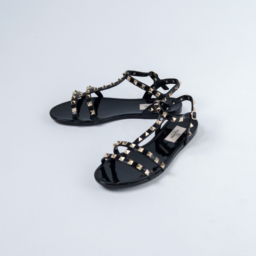 Sandal VLTN ROCKSTUD STRAP ANKLE JELLY BLACK 100% ORIGINAL