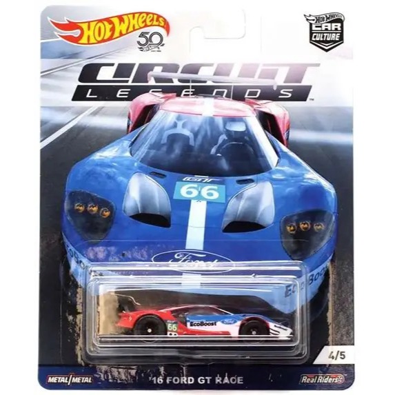 Hot Wheels Premium Circuit Legend 16 Ford GT Race Biru Merah Red White Ecoboost