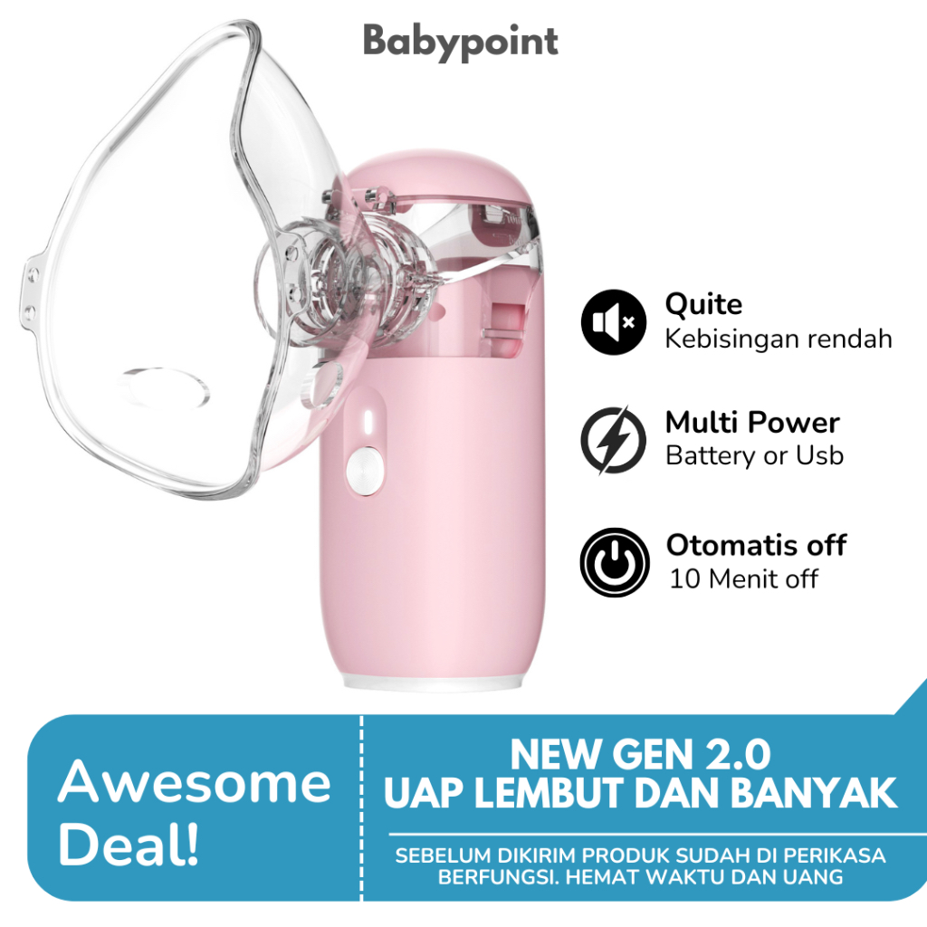 Alat Nebulizer Uap | Inhaler nebu Portable Bayi dan Anak Asma Oksigen Pernafasan
