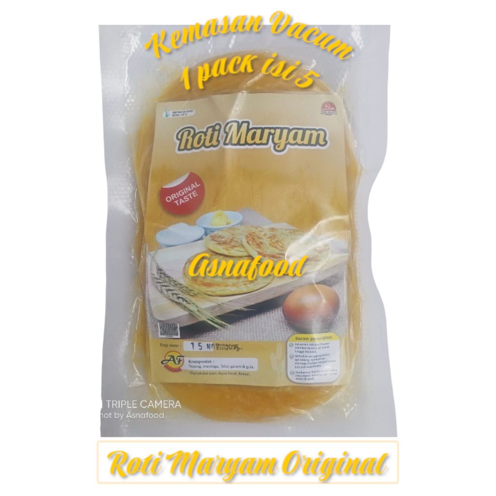 

(PROMO TOKO BARU) Full Margarine Varian Roti Maryam Diameter ± 12cm isi 5/pack