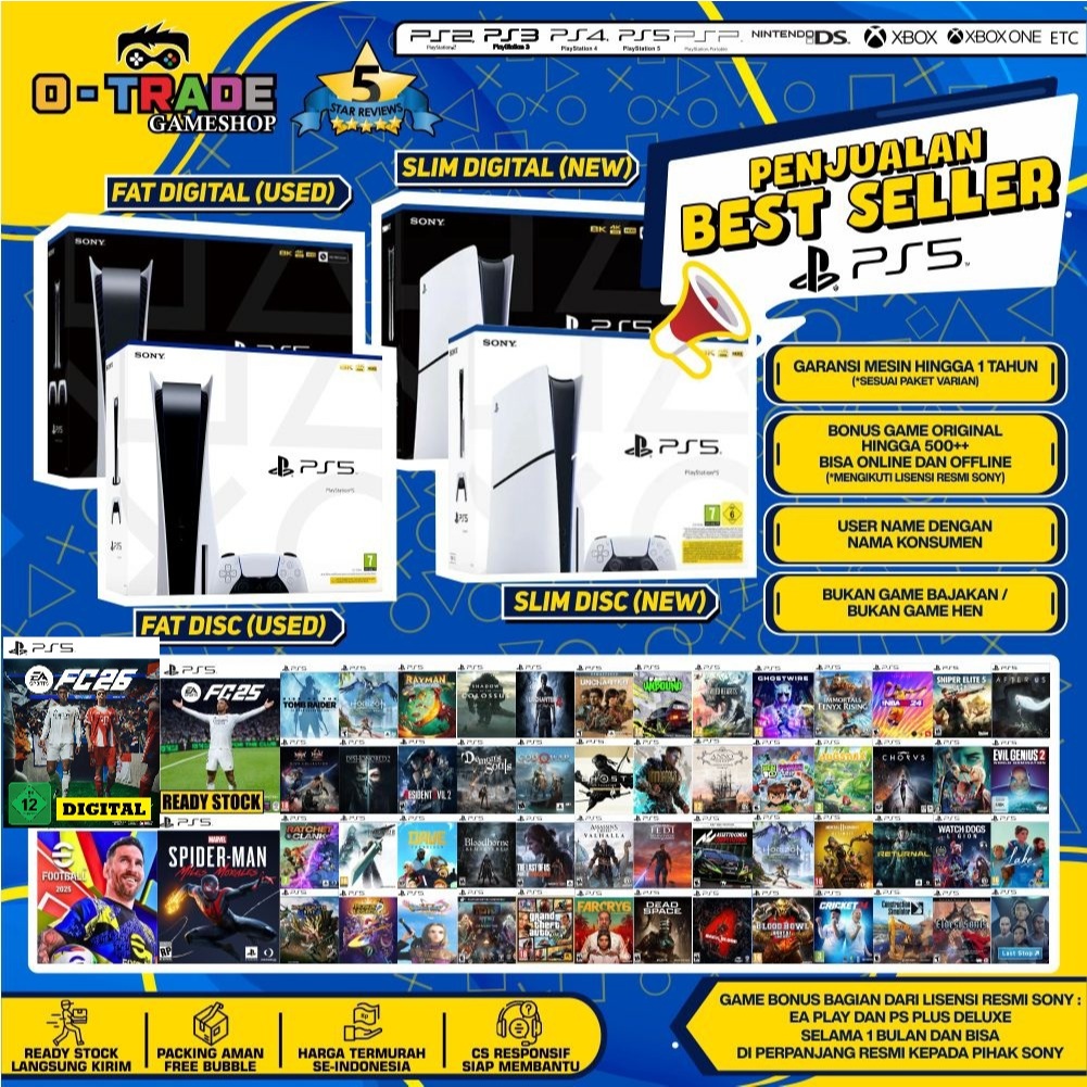 PLAYSTATION 5 PS5 DISC / DIGITAL VERSION GARANSI / GARANSI INDO BONUS 500++ GAME ORIGINAL TERBARU 20
