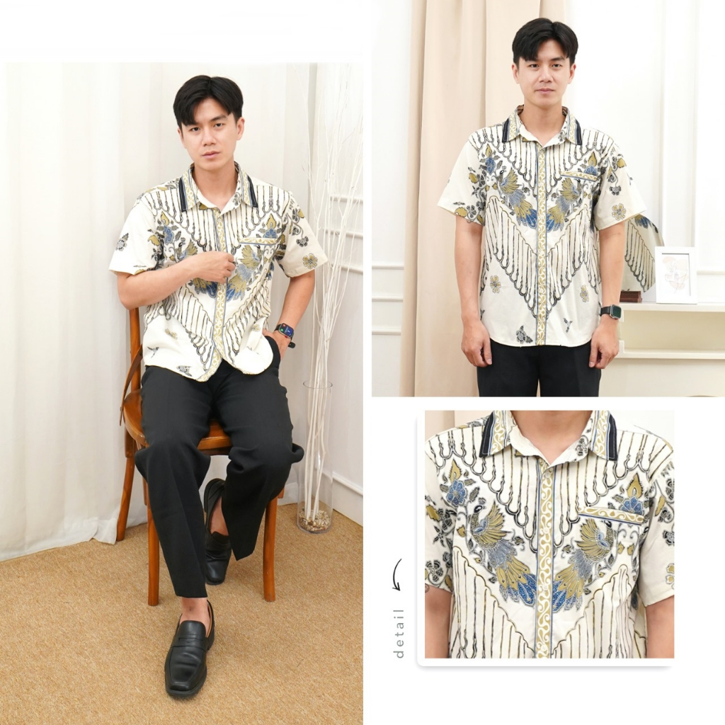 Baju Kemeja Batik Pria Modern Lengan Pendek premium jumbo big size standart Atasan Hem Kerah Laki la