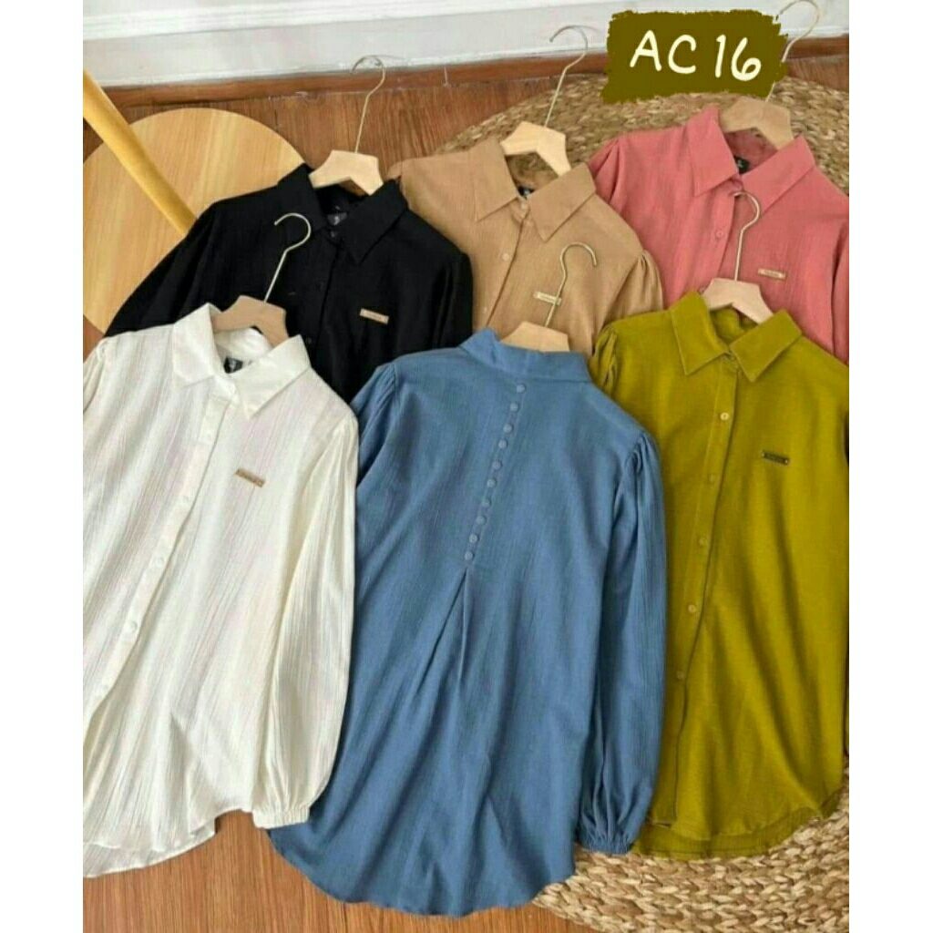 BLOUSE WANITA MODEL KANCING POLOS/KEMEJA CASUAL WANITA KEKINIAN