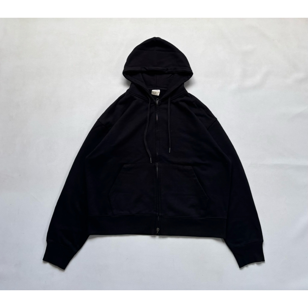 Toffe Basic Boxy Fit Zipper Hoodie Black