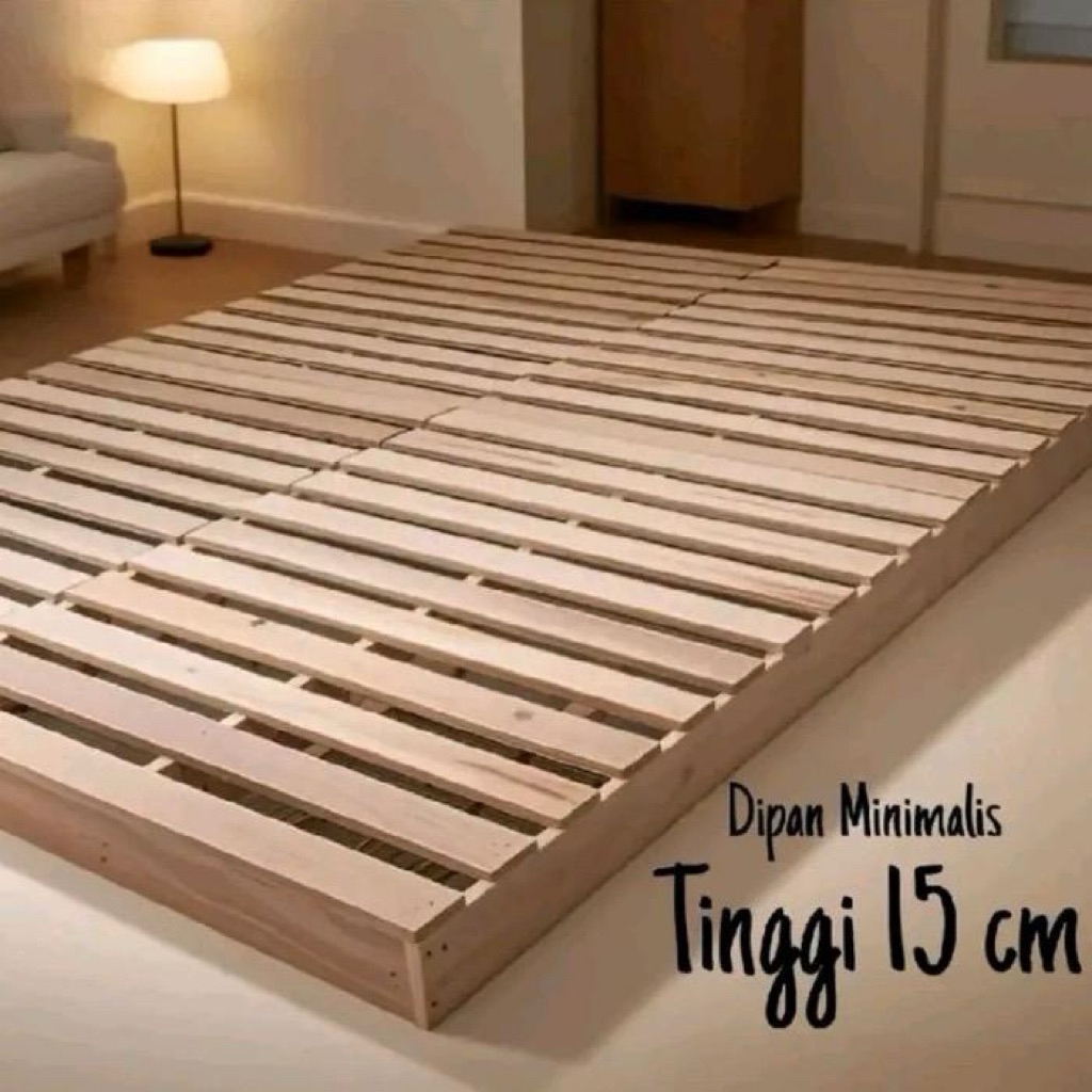 DIPAN KASUR MINIMALIS 15 CM ALASi LANTAI KAYU TEMPAT TIDUR KAYU GAYA LESEHAN 90x200 // 100x200 // 12