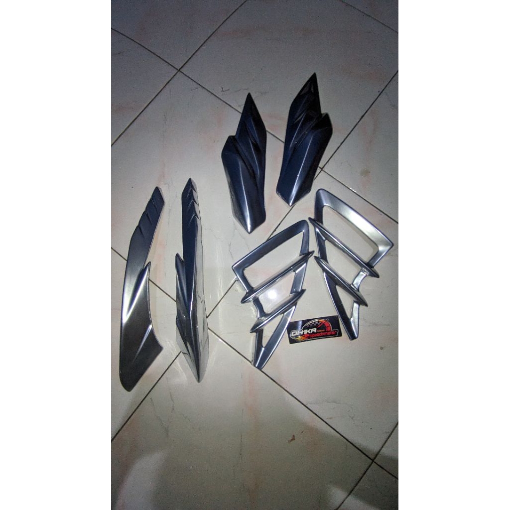 garnish satria fu fullset chrome fiber depan belakang tengah