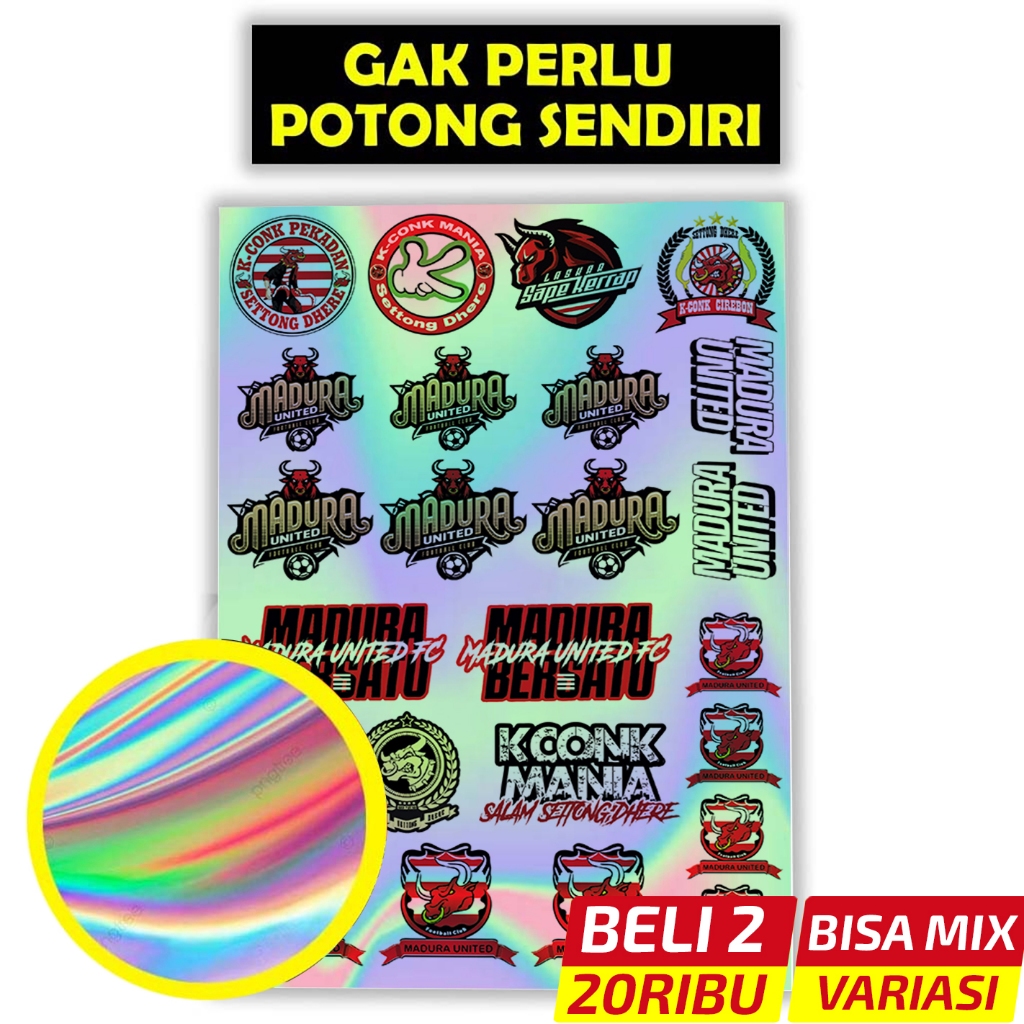 Stiker Hologram Madura United FC, Stiker Bola, Stiker Motor Bola, Stiker Bola Madura United