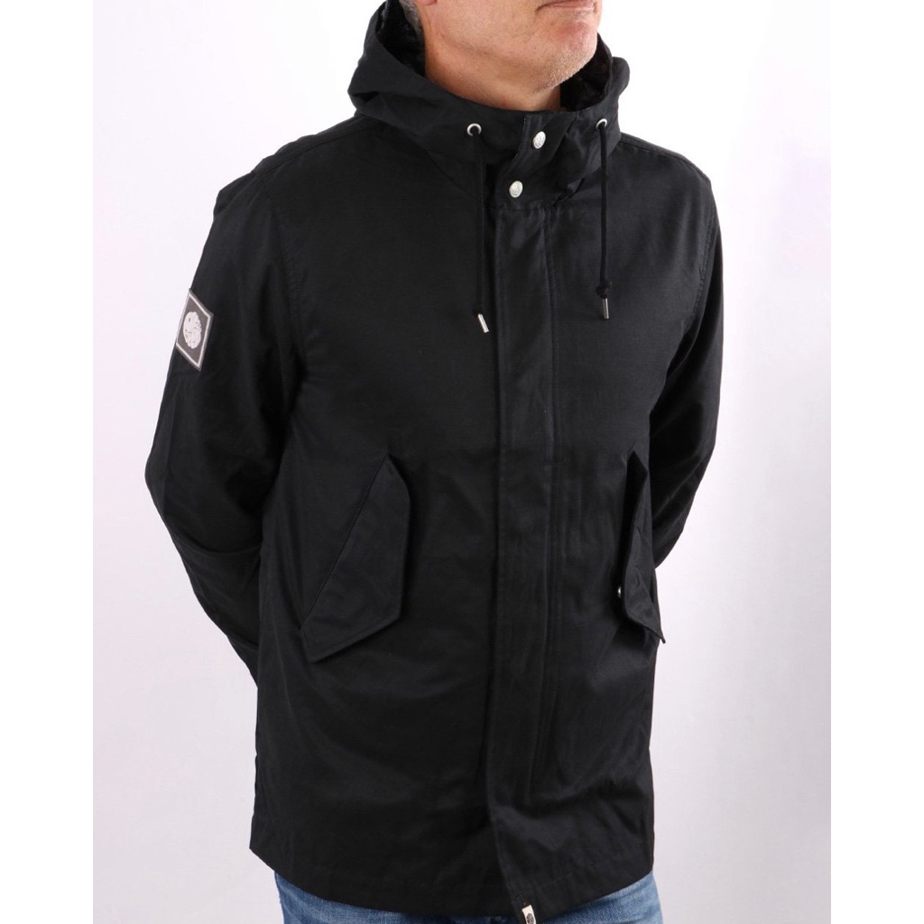 PRETTY GREEN ZIP UP HOODED BLACK