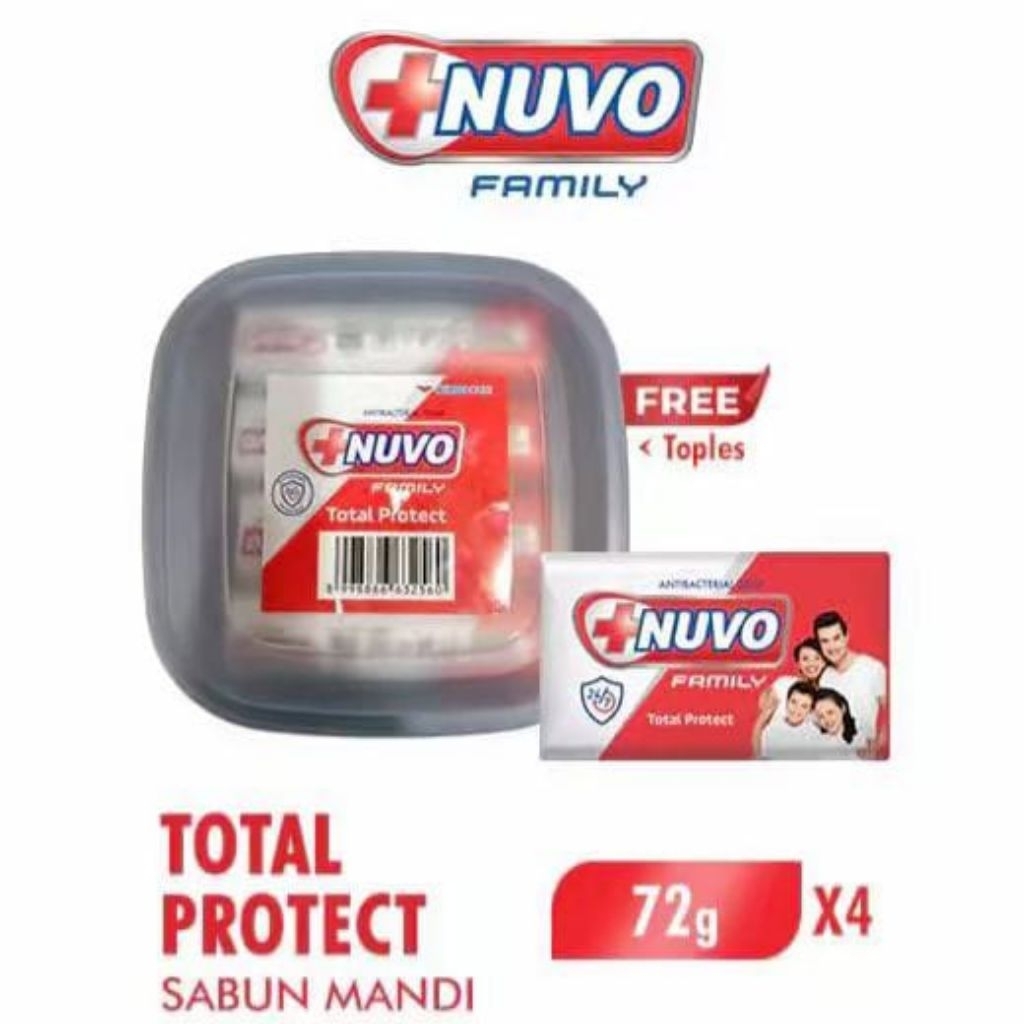 Isi 12 Pcs - 3 Tepak Nuvo Sabun Mandi Batang 72gram Free Tepak Makan