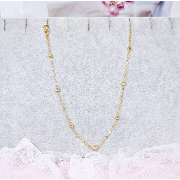 Terbaru Kalung Titanium Elegan Model Rantai Emas Kombinasi Biji Lada Perhiasan Imitasi Anti Karat