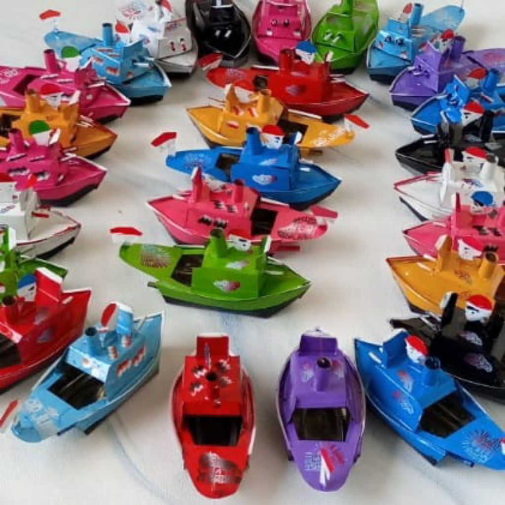 PAKET 20 PCS KAPAL OTOK-OTOK TRADISIONAL MAINAN MINIATUR KAPAL JADUL