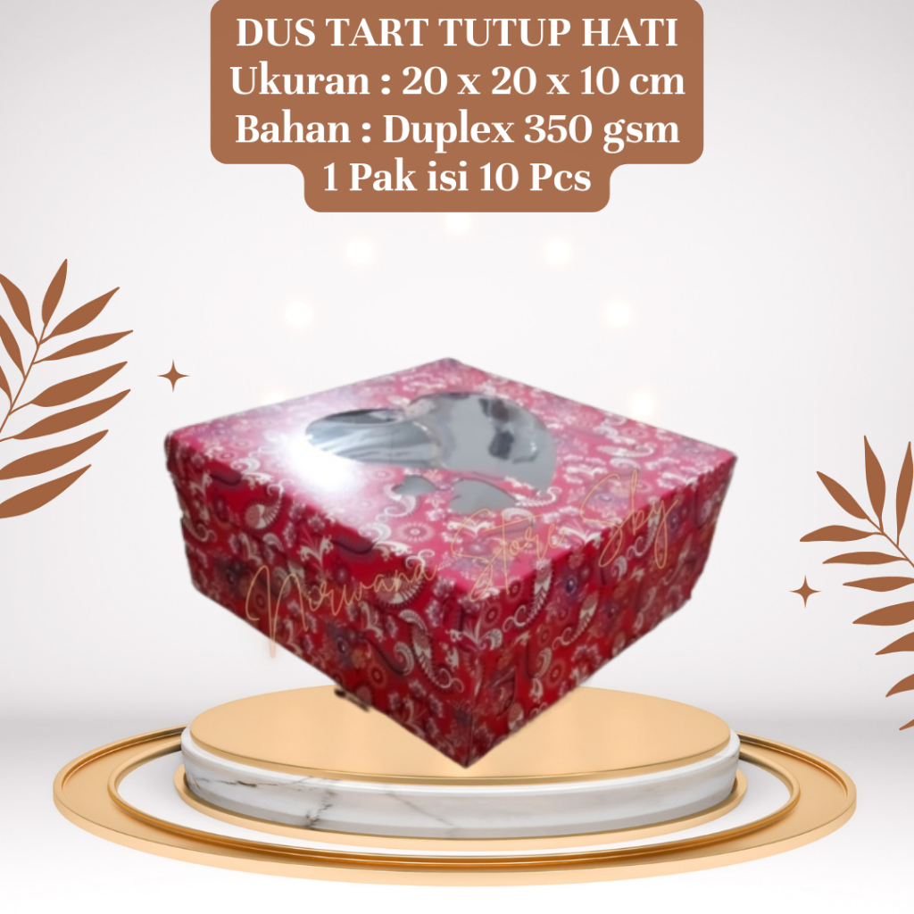 (10 Pcs) Dus Tart Tutup Hati 20x20x10 / Dus Kue / Kotak Kue / Box Nasi / Dus Nasi