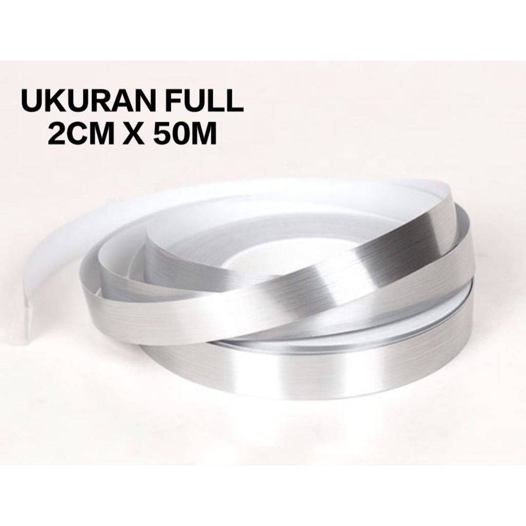 Lis Sticker Gold & Silver Glossy 2cm x 50m | Border Dinding Plafon Dekorasi Interior | Lis PVC Marme