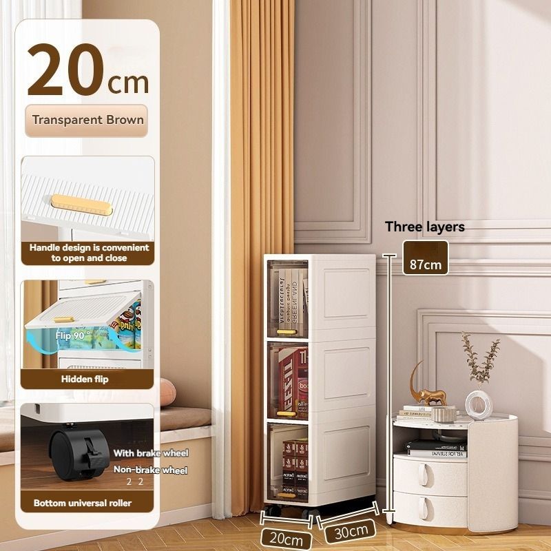 Lemari Lipat Susun Plastik Dengan Roda Lemari Pakaian Lemari Serbaguna Rak Buku Transparan