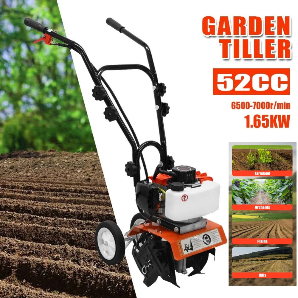Mini Power Cultivator Tiller Mesin Traktor  52CC 2-Stroke Petrol Engine Rotary Mini Tiller Power Til