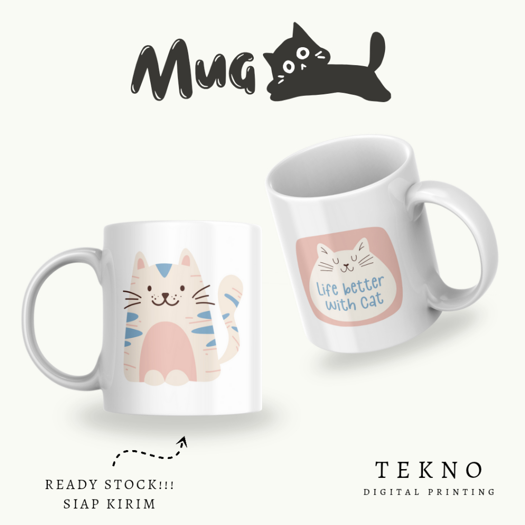 MUG KERAMIK MOTIF KUCING MUG KUCING MUG PREMIUM KUCING CANGKIR MOTIF KUCING