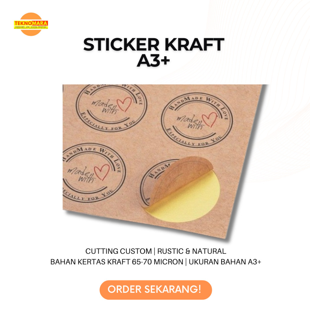 Cetak Stiker Label KRAFT A3+ & KISS CUT Sesuai Pola / Cetak Label Kemasan Stiker Kraft