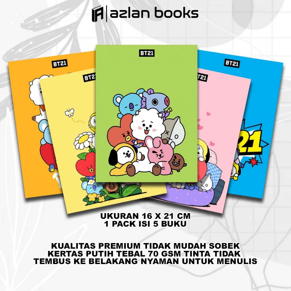 Buku Tulis Sekolah Custom Tema BTS BT12 Bergaris 38 Lembar 1 Pak Isi 5 Buku / Buku Tulis Anime / Buk