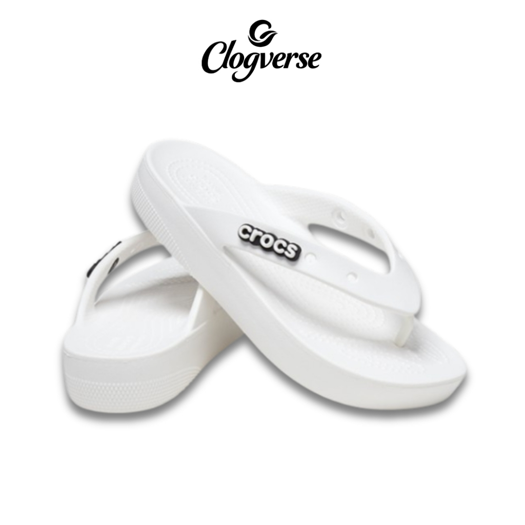 Clogverse - Sandal Crocs Dewasa Classic Platform Flip White