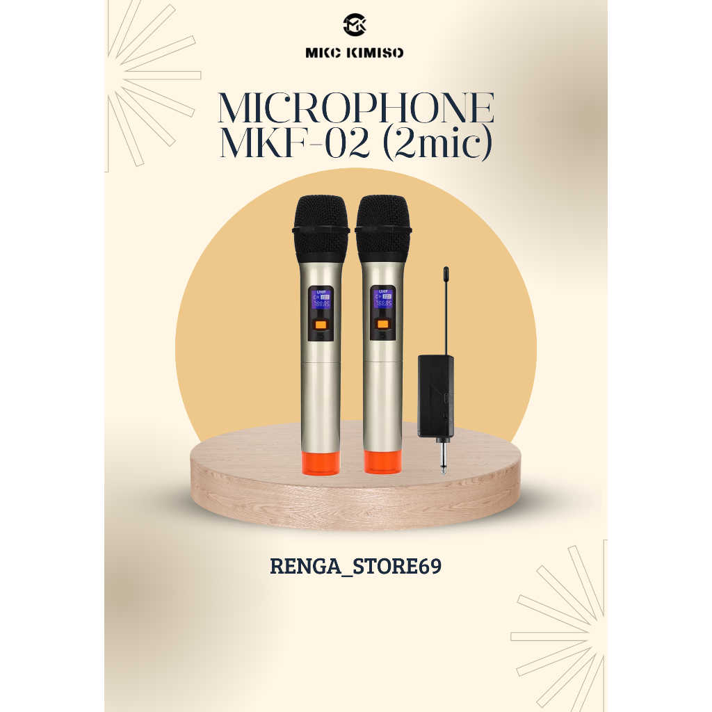 MICROPHONE WIRELESS DOUBLE MIC KARAOKE MKF 02 FULL SET LENGKAP