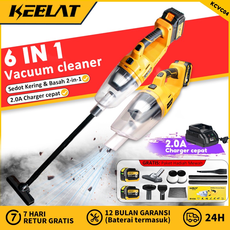 roseidstore - KEELAT KCVC04 Vacuum Cleaner 120W Portable Penyedot Debu Wireless Vakum Pembersih
