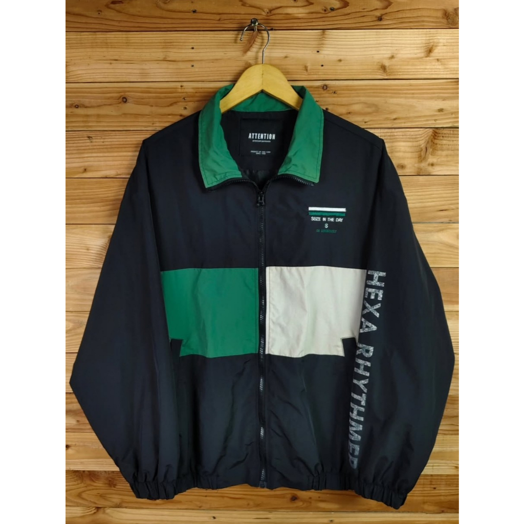 ATTENTION COLORBLOCK BIG LOGO BORDIR WINDBREAKER JACKET SIZE XL to XXL