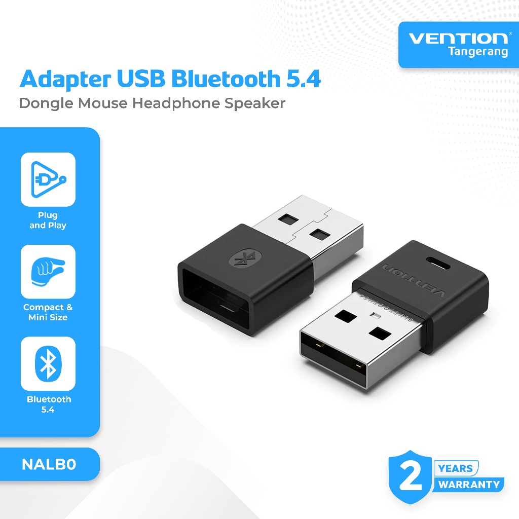 Vention Adapter USB Bluetooth 5.4 Receiver Dongle Mouse Headphone Speaker LED - NALB0