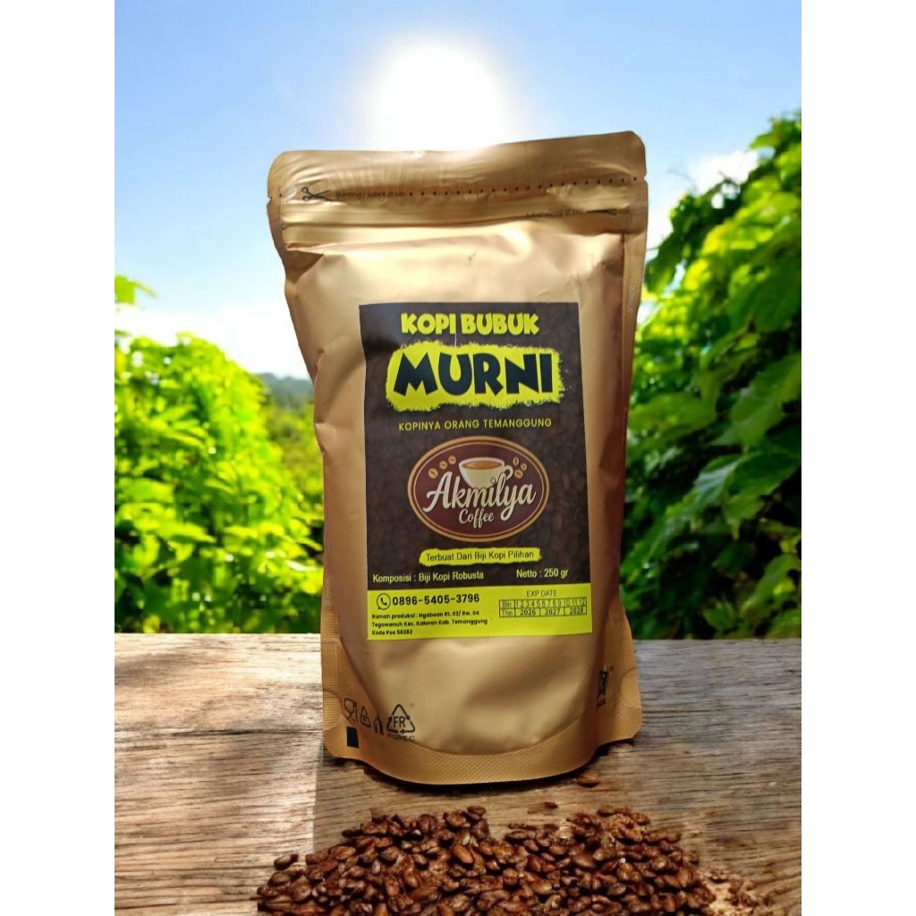 

akmilya coffee Arabika kopi bubuk murni 100%Tanpa bahan campuran berat 250gram