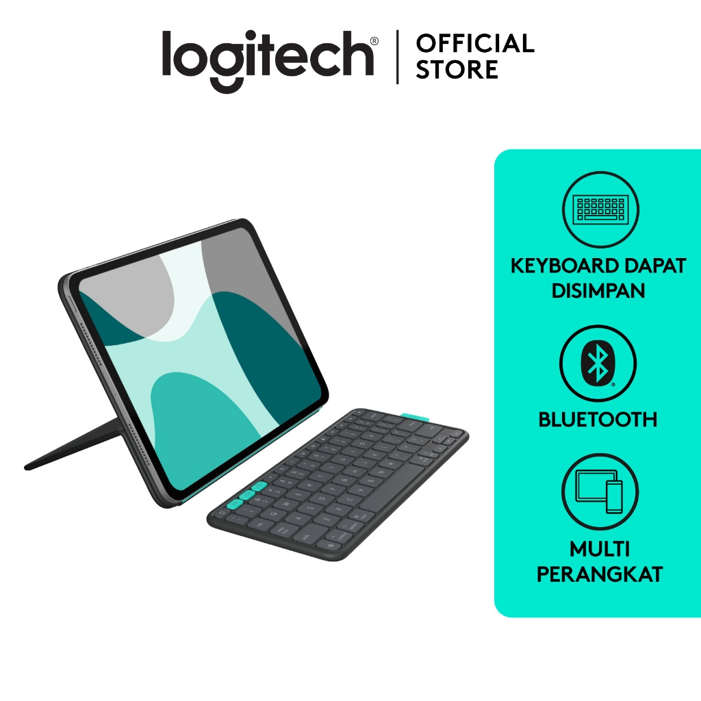 Logitech Flip Folio, Casing Keyboard untuk iPad Pro 11 inci (M4) & iPad Air 11 inci (M2 & M3) (gener