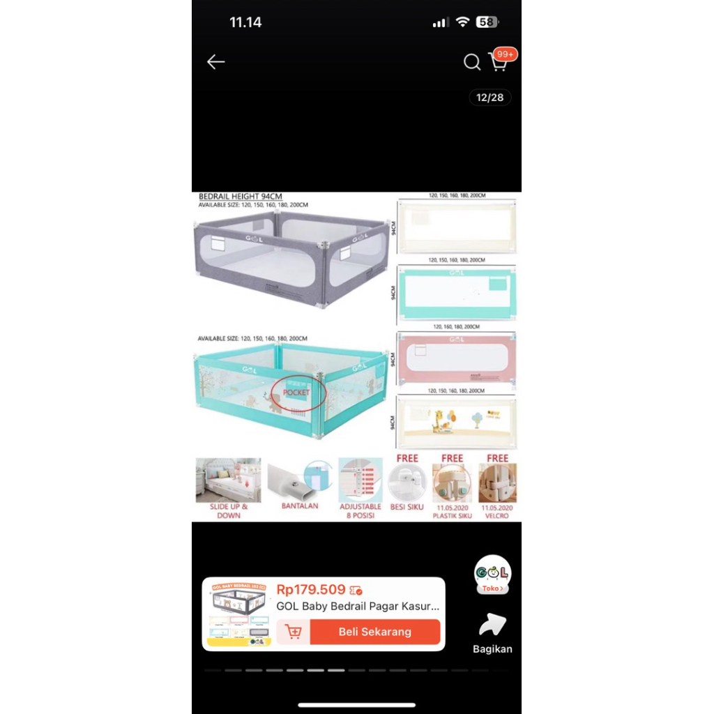 PRELOVED Gol Baby Bedrail Cream Jerapah