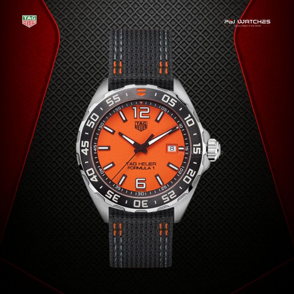 TAG HEUER Formula 1 Quartz Orange Dial Black Strap Men's Watch - WAZ101A.FC8305