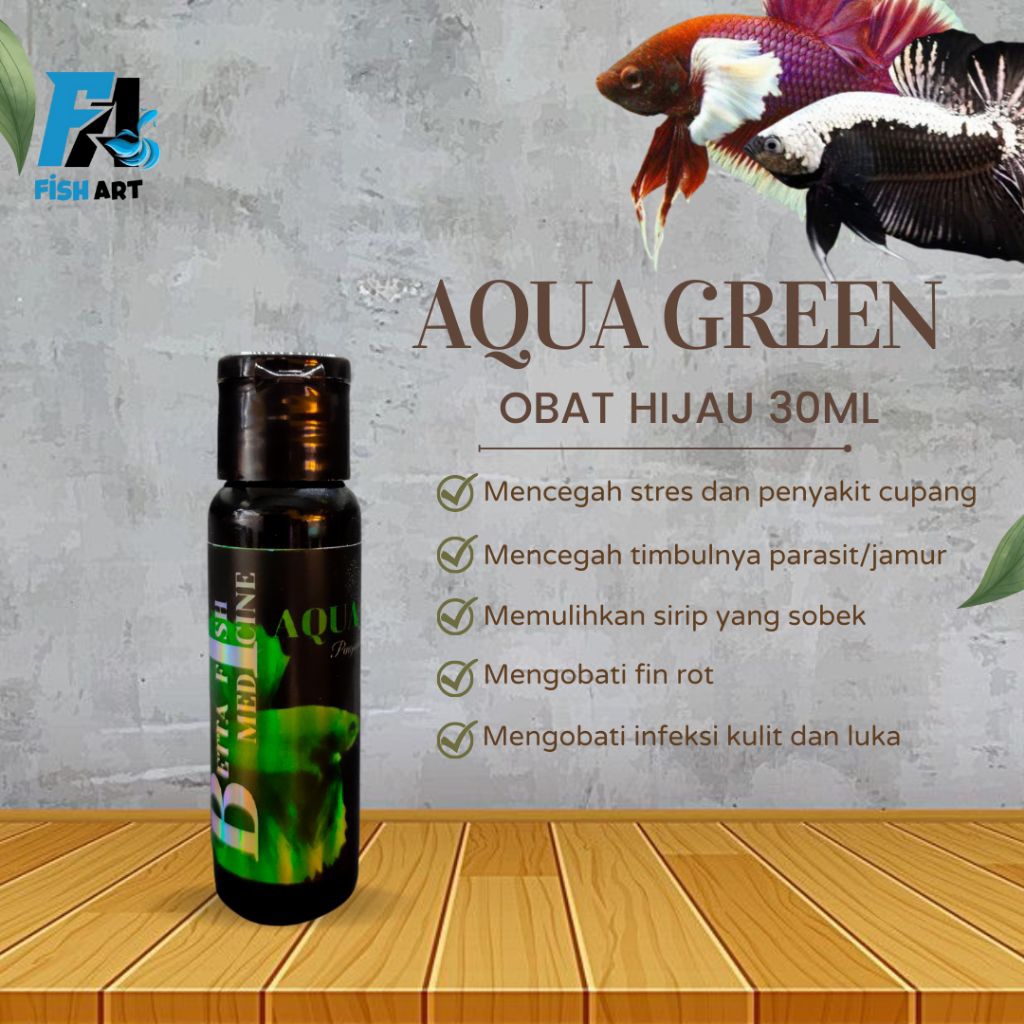 OBAT HIJAU AQUA GREEN (30ML) UNTUK IKAN CUPANG | UNTUK PENGOBATAN DAN PENCEGAHAN IKAN CUPANG | OBAT 