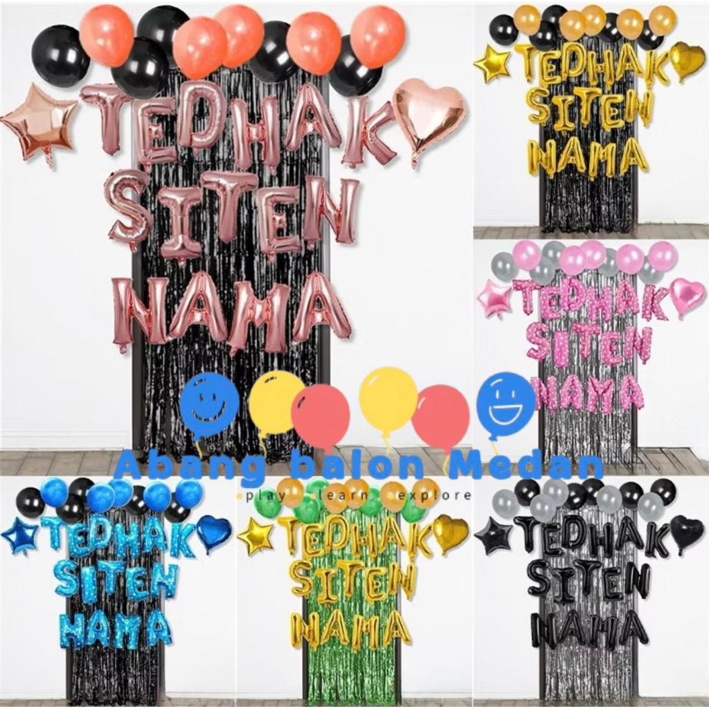 [PAKET] Dekorasi Balon Warna Warni SIMPLE TEDHAK SITEN CURTAIN Backdrop Tedak Siten
