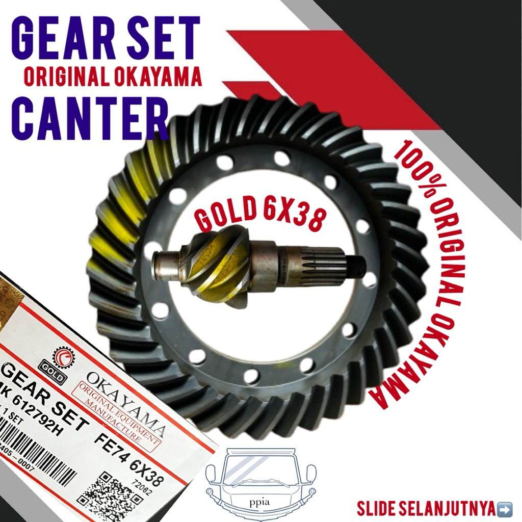 Gear set canter 6x38 original Okayama gold / gear kit 6x38 canter / crown wheel pinion canter 6x38/ 