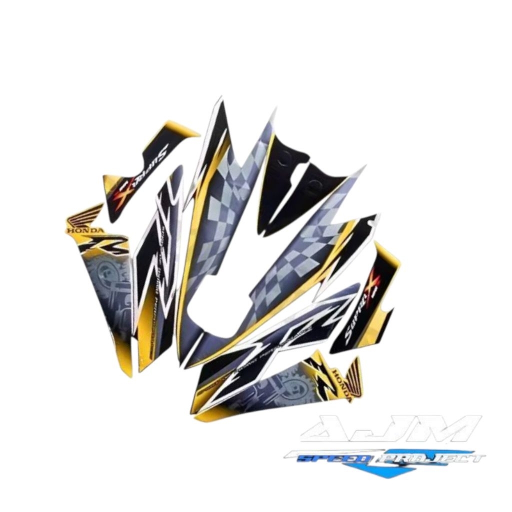 STIKER STRIPING LIS BODY HONDA SUPRA X 125 R 2008 LIS STIKER SUPRA X 125 R 2008 kuning silver