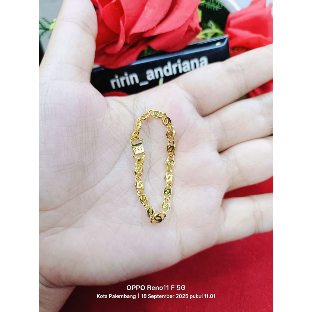 gelang motif bayi/anak lapis emas 24 k