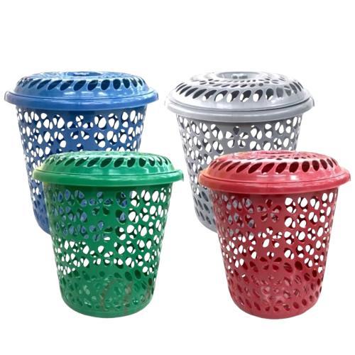 Keranjang cucian plastik berlubang/Pakaian/Besar Plastik Tinggi/Laundry Tutup Kuat Tebal