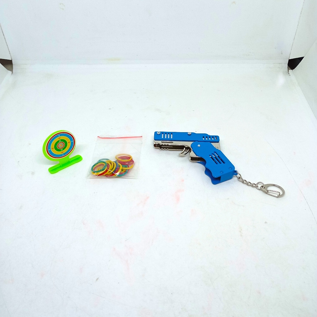 Gantungan Kunci Pistol Karet Gelang Rubber Band Gun