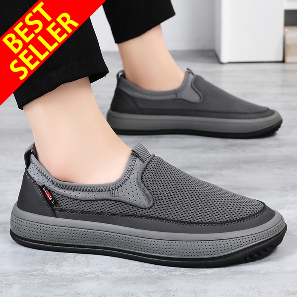 QINGSHUI Sepatu pria gaya olahraga Slip-on kasual fashion Sepatu loafers pria