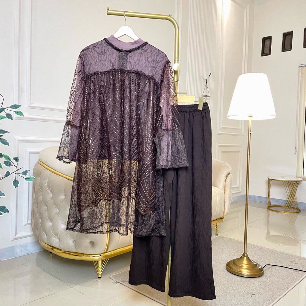 Hanami One Set LD 120 dan 140 One Set JUMBO Brokat Chantily Mewah | Setelan Hanami Big Size XL–5XL  