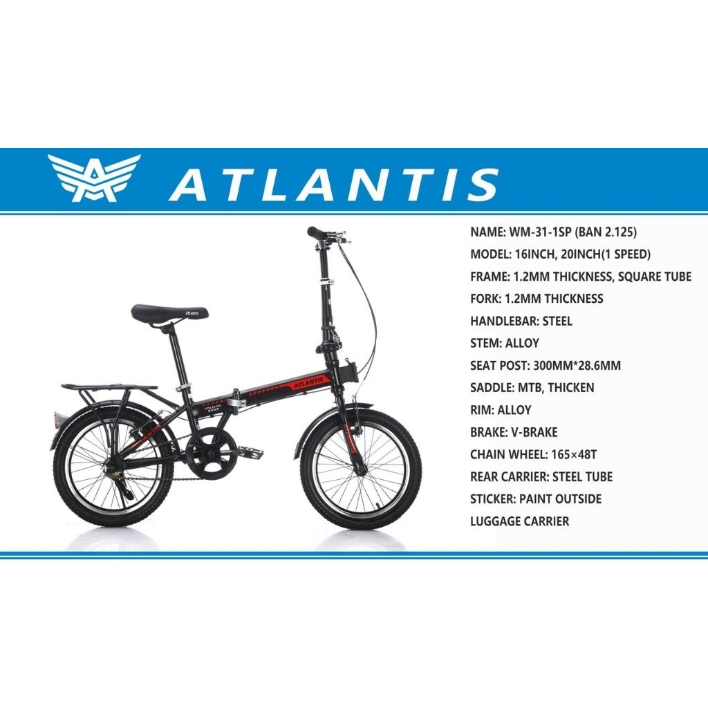 sepeda lipat 20 atlantis 1sp