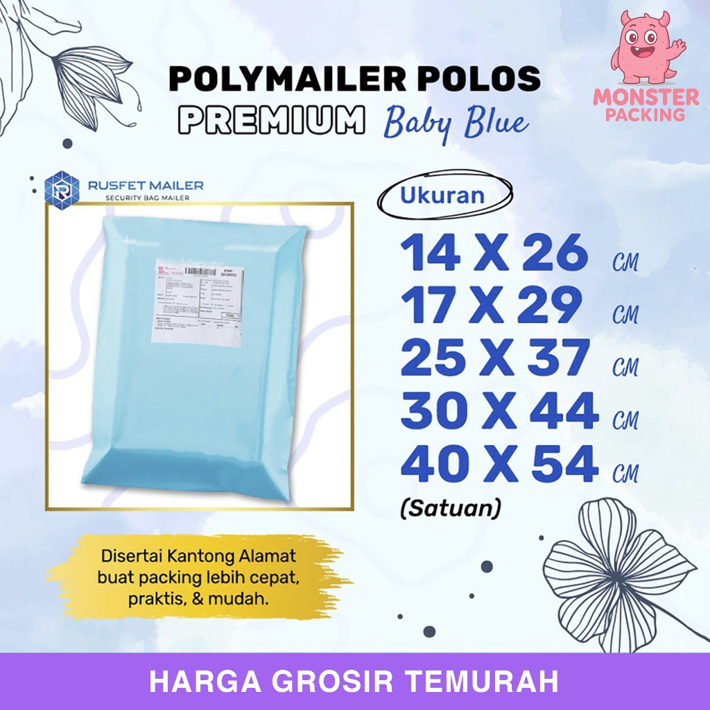 AMPLOP PLASTIK POLYMAILER PACKING ONLINE - BABY BLUE / AMPLOP POLYMAILER RUSFET TERMURAH SATUAN