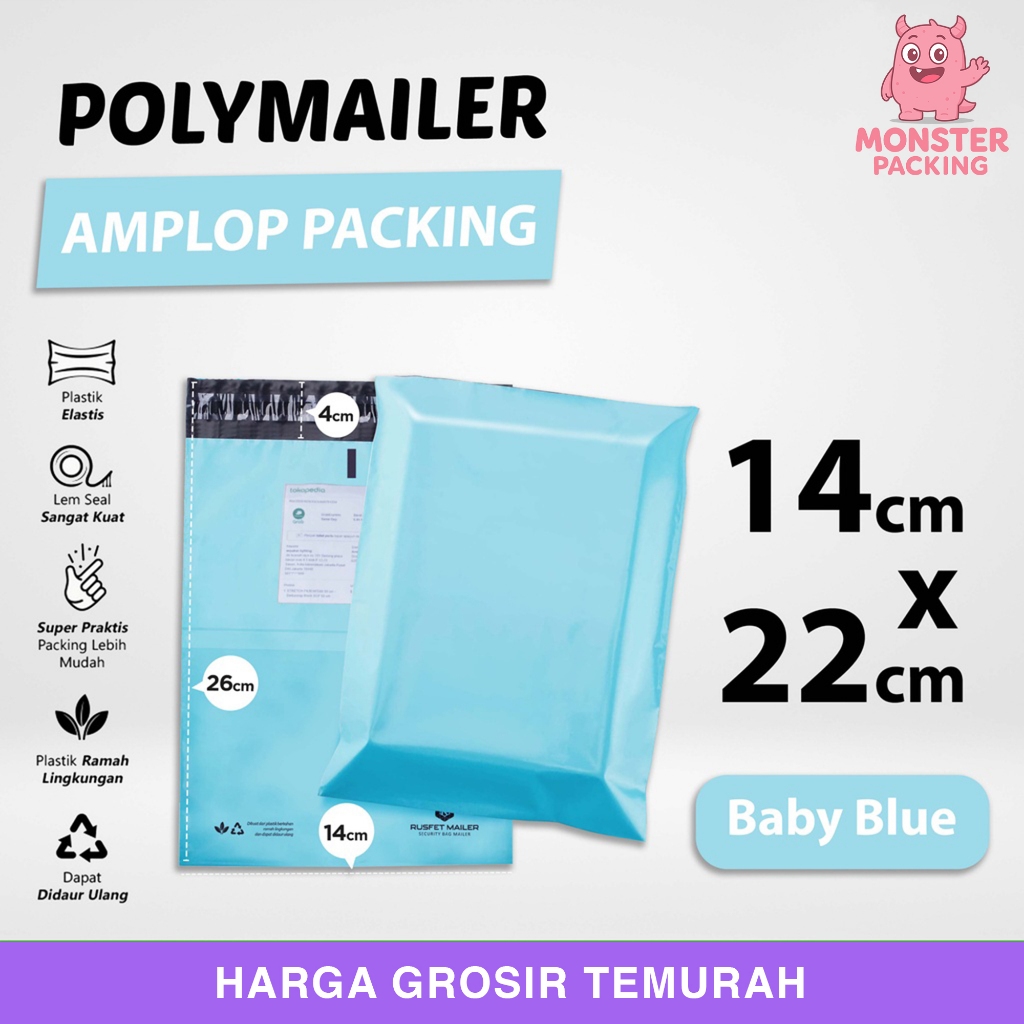 

Polymailer TOSCA 14x22cm Amplop Plastik Packing Olshop Premium Satuan